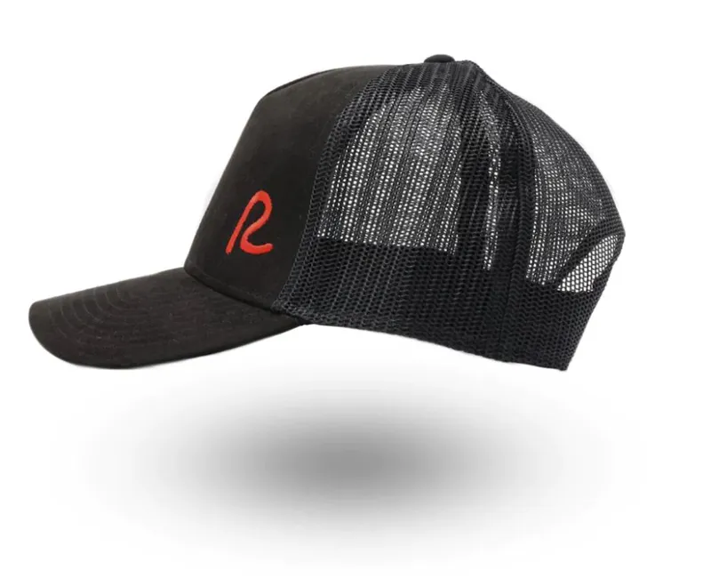 Rewired Essential Suede R Trucker Cap - Black/Red-2